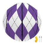 White And Purple Argyle Pattern Print Basketball
