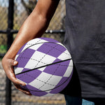 White And Purple Argyle Pattern Print Basketball