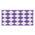 White And Purple Argyle Pattern Print Beach Towel