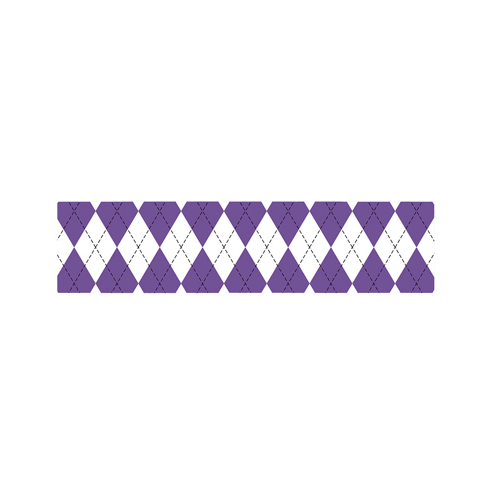 White And Purple Argyle Pattern Print Bed Runner