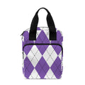White And Purple Argyle Pattern Print Bible Tote Bag