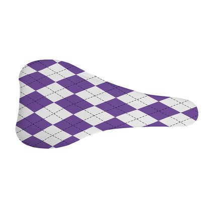 White And Purple Argyle Pattern Print Bicycle Seat Cover