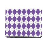 White And Purple Argyle Pattern Print Bifold Wallet