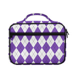 White And Purple Argyle Pattern Print Briefcase Bible Bag