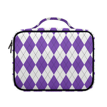 White And Purple Argyle Pattern Print Briefcase Bible Bag
