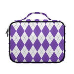 White And Purple Argyle Pattern Print Briefcase Bible Bag