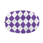 White And Purple Argyle Pattern Print Car Side Mirror Covers