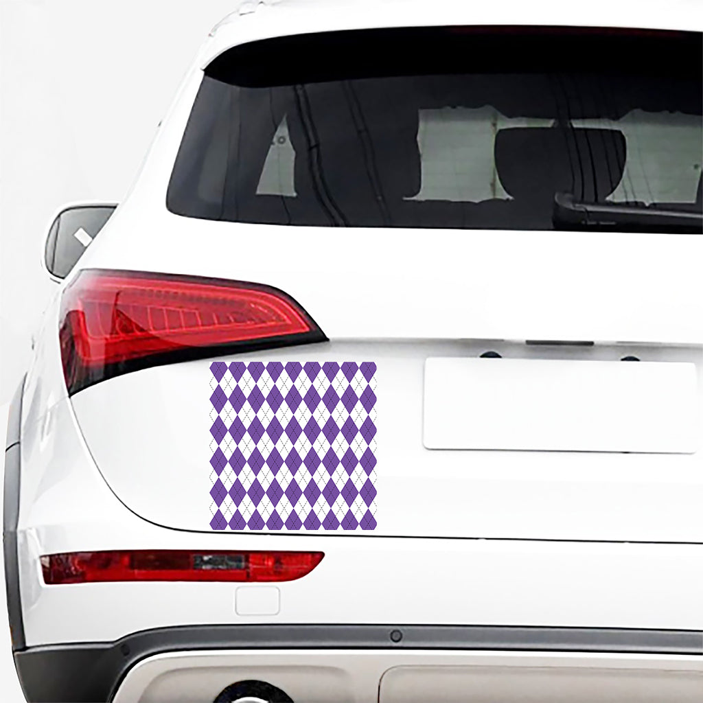 White And Purple Argyle Pattern Print Car Sticker