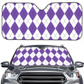 White And Purple Argyle Pattern Print Car Windshield Sun Shade