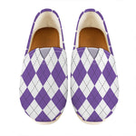 White And Purple Argyle Pattern Print Casual Shoes