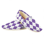 White And Purple Argyle Pattern Print Casual Shoes