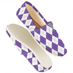 White And Purple Argyle Pattern Print Casual Shoes