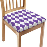White And Purple Argyle Pattern Print Chair Cushion Cover
