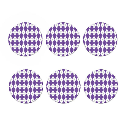 White And Purple Argyle Pattern Print Coaster Set