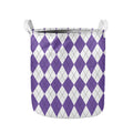White And Purple Argyle Pattern Print Collapsible Laundry Basket