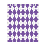 White And Purple Argyle Pattern Print Curtain