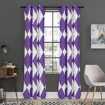 White And Purple Argyle Pattern Print Curtain