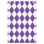 White And Purple Argyle Pattern Print Curtain