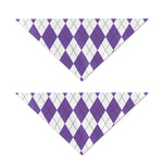 White And Purple Argyle Pattern Print Dog Bandana