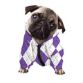 White And Purple Argyle Pattern Print Dog Zip Up Hoodie