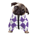 White And Purple Argyle Pattern Print Dog Zip Up Jacket