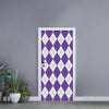 White And Purple Argyle Pattern Print Door Sticker