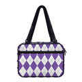 White And Purple Argyle Pattern Print Double Strap Bible Bag