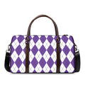 White And Purple Argyle Pattern Print Duffel Bag