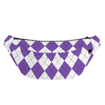 White And Purple Argyle Pattern Print Fanny Pack