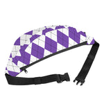 White And Purple Argyle Pattern Print Fanny Pack