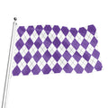 White And Purple Argyle Pattern Print Flag
