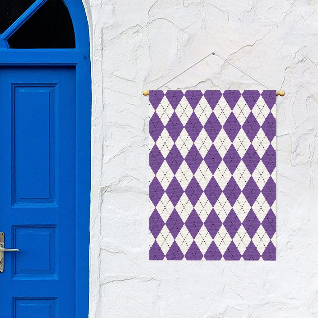 White And Purple Argyle Pattern Print Garden Flag