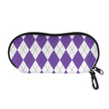 White And Purple Argyle Pattern Print Glasses Case