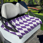 White And Purple Argyle Pattern Print Golf Cart Seat Cover