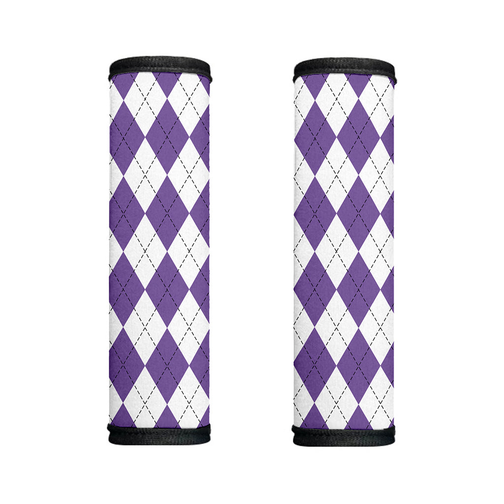 White And Purple Argyle Pattern Print Handle Covers
