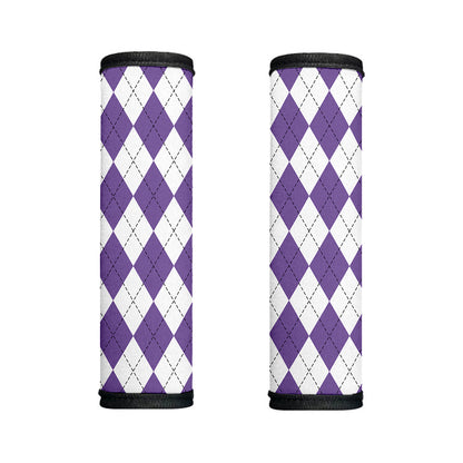 White And Purple Argyle Pattern Print Handle Covers