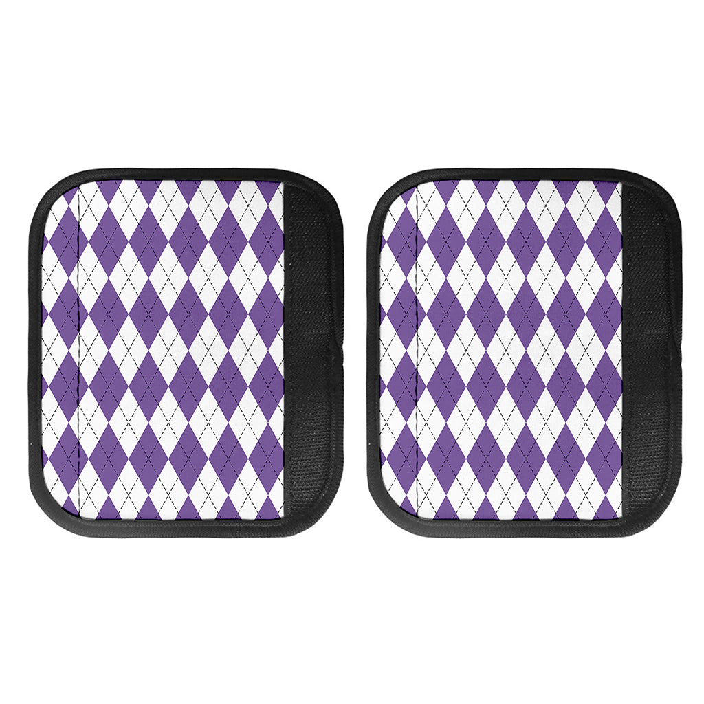 White And Purple Argyle Pattern Print Handle Covers