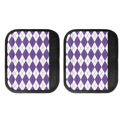 White And Purple Argyle Pattern Print Handle Covers