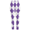 White And Purple Argyle Pattern Print High-Waisted Pocket Leggings