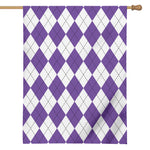 White And Purple Argyle Pattern Print House Flag