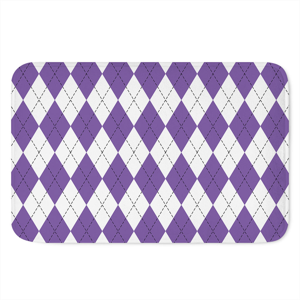 White And Purple Argyle Pattern Print Indoor Door Mat