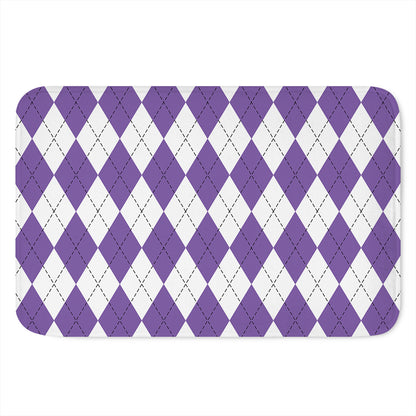 White And Purple Argyle Pattern Print Indoor Door Mat