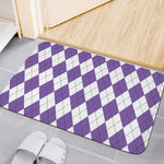 White And Purple Argyle Pattern Print Indoor Door Mat