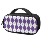 White And Purple Argyle Pattern Print Insulin Cooler Travel Case