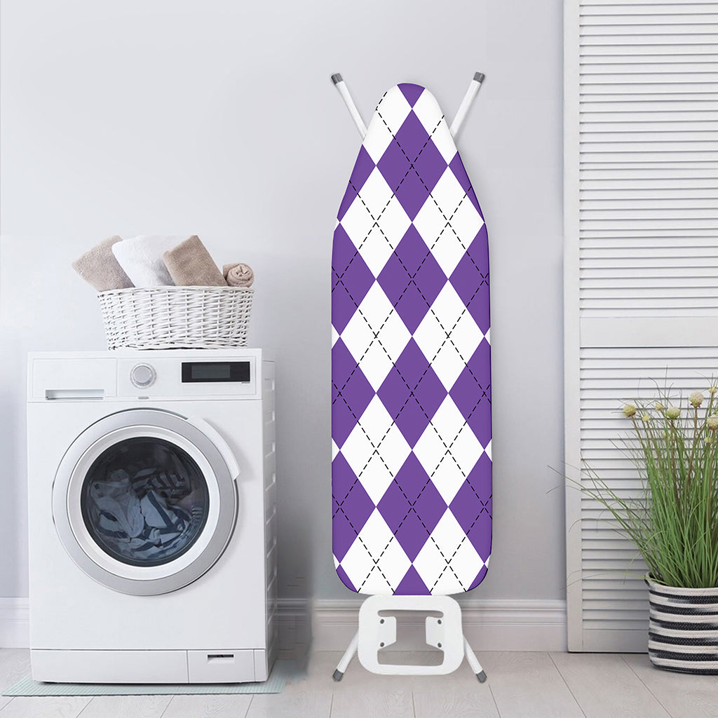 White And Purple Argyle Pattern Print Ironing Board Cover