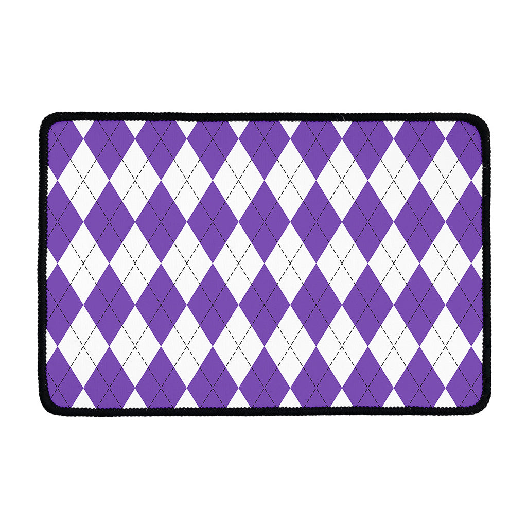 White And Purple Argyle Pattern Print Kitchen Mat