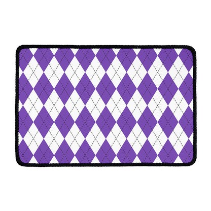 White And Purple Argyle Pattern Print Kitchen Mat