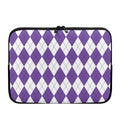 White And Purple Argyle Pattern Print Laptop Sleeve