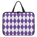 White And Purple Argyle Pattern Print Laptop Sleeve With Handle