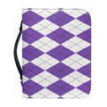White And Purple Argyle Pattern Print Leather Bible Cover